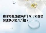 和谐号时速是多少千米（和谐号时速多少简介介绍）