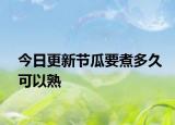 今日更新节瓜要煮多久可以熟