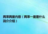 两率两度内容（两率一度是什么简介介绍）