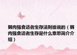 弱肉强食适者生存法则谁说的（弱肉强食适者生存是什么意思简介介绍）