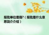 报批单位是指?（报批是什么意思简介介绍）