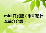 miui开发版（米UI是什么简介介绍）