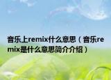 音乐上remix什么意思（音乐remix是什么意思简介介绍）