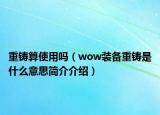 重铸算使用吗（wow装备重铸是什么意思简介介绍）
