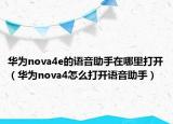 华为nova4e的语音助手在哪里打开（华为nova4怎么打开语音助手）