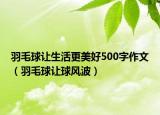 羽毛球让生活更美好500字作文（羽毛球让球风波）