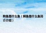 鮈鱼是什么鱼（鲖鱼是什么鱼简介介绍）