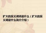 扩大的反义词语是什么（扩大的反义词是什么简介介绍）