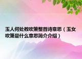 玉人何处教吹箫整首诗意思（玉女吹箫是什么意思简介介绍）