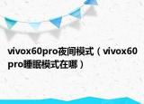 vivox60pro夜间模式（vivox60pro睡眠模式在哪）