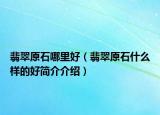 翡翠原石哪里好（翡翠原石什么样的好简介介绍）