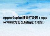 oppor9splus呼吸灯设置（oppor9呼吸灯怎么换色简介介绍）