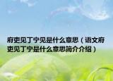 府吏见丁宁见是什么意思（语文府吏见丁宁是什么意思简介介绍）