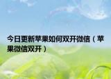今日更新苹果如何双开微信（苹果微信双开）