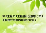 985工程211工程是什么意思（211工程是什么意思啊简介介绍）