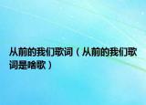 从前的我们歌词（从前的我们歌词是啥歌）