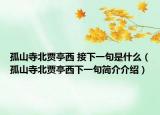 孤山寺北贾亭西 接下一句是什么（孤山寺北贾亭西下一句简介介绍）