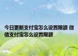 今日更新支付宝怎么设置限额 微信支付宝怎么设置限额