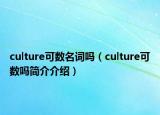 culture可数名词吗（culture可数吗简介介绍）