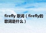 firefly 歌词（firefly的歌词是什么）