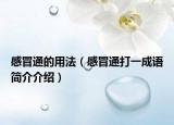 感冒通的用法（感冒通打一成语简介介绍）
