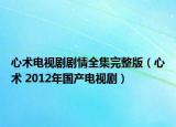 心术电视剧剧情全集完整版（心术 2012年国产电视剧）