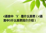 c语言中‘1’是什么意思（c语言中1什么意思简介介绍）