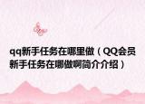 qq新手任务在哪里做（QQ会员新手任务在哪做啊简介介绍）