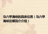 马六甲海峡的具体位置（马六甲海峡在哪简介介绍）