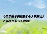 今日更新1英镑是多少人民币(17万英镑是多少人民币)