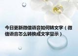 今日更新微信语音如何转文字（微信语音怎么转换成文字显示）