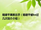 杨建平果断出手（杨建平被ko过几次简介介绍）