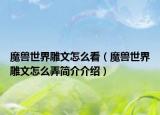 魔兽世界雕文怎么看（魔兽世界雕文怎么弄简介介绍）