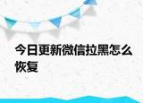 今日更新微信拉黑怎么恢复
