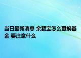 当日最新消息 余额宝怎么更换基金 要注意什么