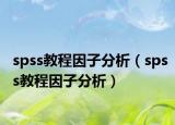 spss教程因子分析（spss教程因子分析）
