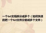 一个txt文档拆分成多个（如何快速的把一个txt文件分割成多个文件）