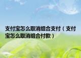 支付宝怎么取消组合支付（支付宝怎么取消组合付款）