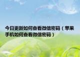 今日更新如何查看微信密码（苹果手机如何查看微信密码）