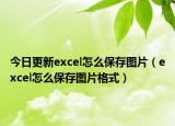 今日更新excel怎么保存图片（excel怎么保存图片格式）