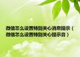 微信怎么设置特别关心消息提示（微信怎么设置特别关心提示音）