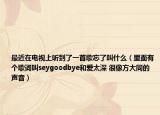 最近在电视上听到了一首歌忘了叫什么（里面有个歌词叫seygoodbye和爱太深 很像方大同的声音）