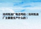 沧州炼油厂电话号码（沧州炼油厂主要是生产什么的）