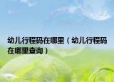 幼儿行程码在哪里（幼儿行程码在哪里查询）