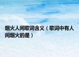 烟火人间歌词含义（歌词中有人间烟火的是）