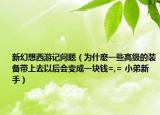 新幻想西游记问题（为什麽一些高级的装备带上去以后会变成一块钱=,= 小弟新手）