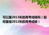 可以查2013年的高考成绩吗（如何查询2013年的高考成绩）