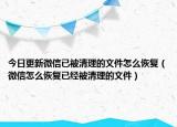 今日更新微信已被清理的文件怎么恢复（微信怎么恢复已经被清理的文件）