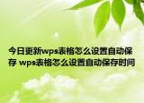 今日更新wps表格怎么设置自动保存 wps表格怎么设置自动保存时间