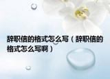 辞职信的格式怎么写（辞职信的格式怎么写啊）